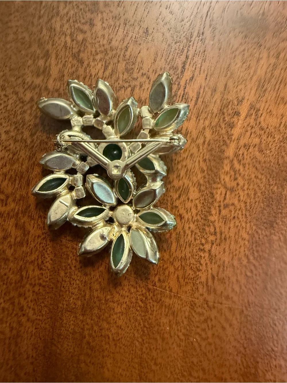 Vintage Green Crystal Floral Brooch - Women Accessories